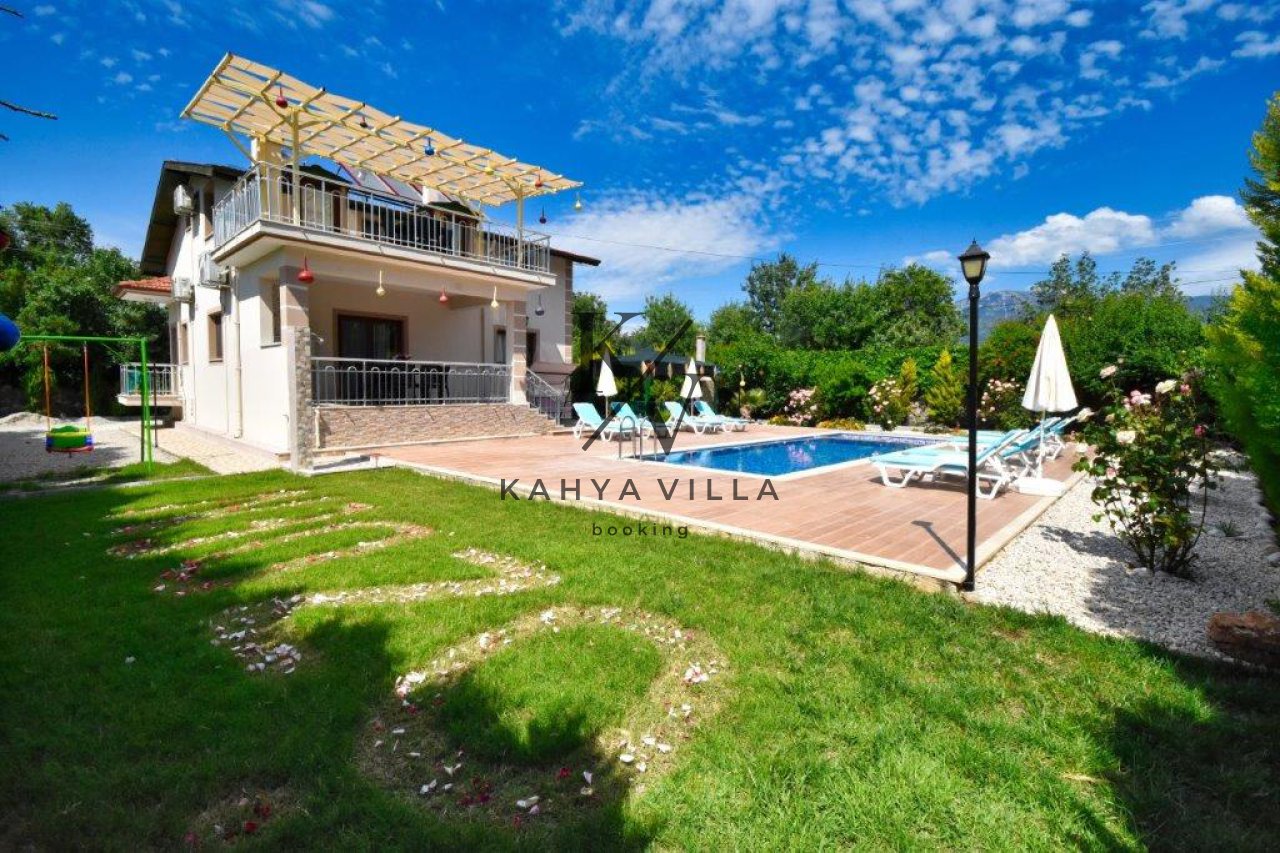 Villa Ahu Kayaköy – Özel Havuzlu, Çocuk Havuzlu, Jakuzili 4 Yatak Odalı Kiralık Villa