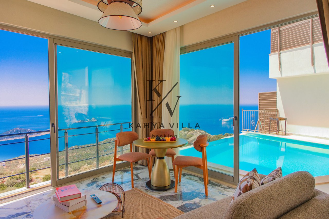 Villa Santorini 9 , Kalkan'da Deniz Manzaralı Balayı Villası.