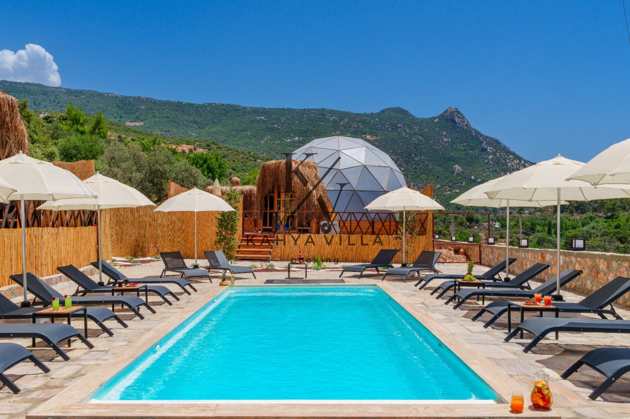 Villa Dome C/5 Kalkan Üzümlü | 2 Kişilik Ortak Havuzlu ,Jakuzili Balayı Villası
