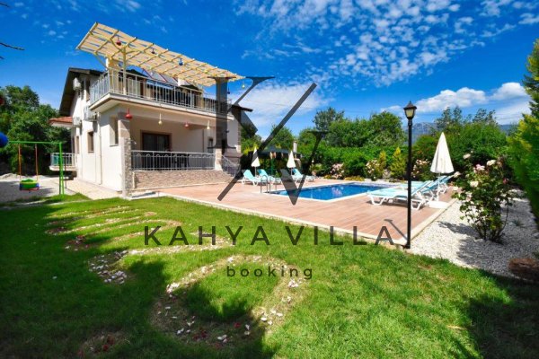 Villa Ahu Kayaköy – Özel Havuzlu, Çocuk Havuzlu, Jakuzili 4 Yatak Odalı Kiralık Villa