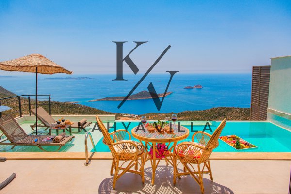 Villa Santorini 7 , Kalkan'da Deniz Manzaralı Balayı Villası.