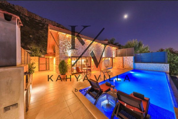 Villa Tufan , Kalkan Kördere Mevkiinde Bulunan Deniz Manzaralı Taş Mimariye Sahip Balayı Villası