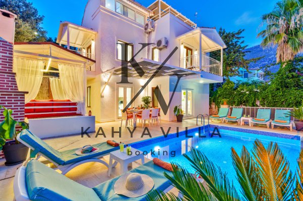 Villa Doğa Kalkan | 6 Kişilik Deniz Manzaralı Jakuzili Özel Havuzlu Villa