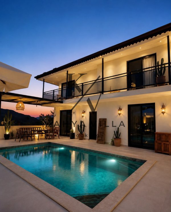 Villa Kaktüs | Kalkan Bezirgan'da 4 Kişilik Ortak Jakuzili Özel Havuzlu Villa